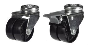 75mm Twin Black Polypropylene Wheel Single Bolt Hole Fitting