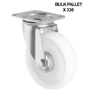 125mm Swivel Castor With White Plastic Wheel (175kg) - BULK PALLET BUY OF 336 CASTORS