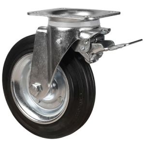 200mm Wheel Diameter Waste & Recycling Bin Castors (Steel Centre)