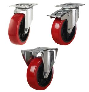 100mm Heavy Duty Polyurethane/Nylon Castors (200Kg)