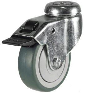 50mm Grey Non-Marking Rubber Apparatus Single Bolt Hole Fitting Castors