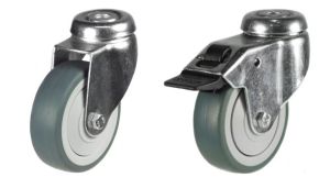100mm Grey Rubber Apparatus Single Bolt Hole Fitting Castors