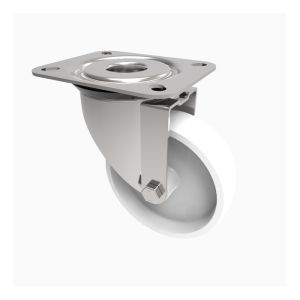 Extra Heavy Duty 200mm Stainless Steel Castor with White Nylon Wheel (800kg)
