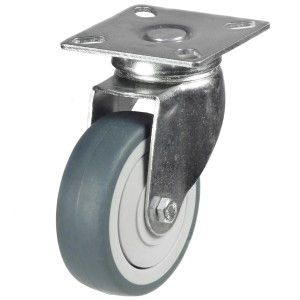 75mm Grey Rubber Apparatus Plate Fitting Castors