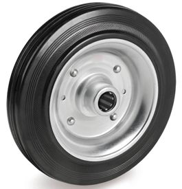 125mm Black Rubber on Steel Centre 15mm Roller Bearing Bore - 100Kg