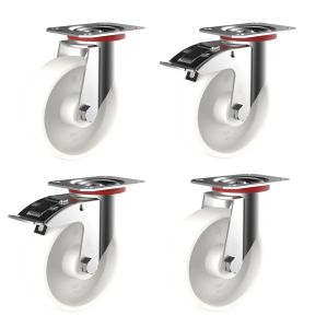 125mm White Nylon Castors (Set of 4)