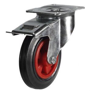 160mm Black Rubber Medium Duty