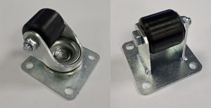 Extra Heavy Duty 25mm Low Level Nylon Roller Bearing Swivel & Fixed Castors - 80Kg