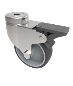 60mm Grey Non-Marking Rubber Apparatus Single Bolt Hole Castors