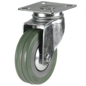 125mm Grey Rubber Non-Marking Economy Plate Fitting Castors