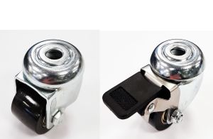 Swivel & Brake 35mm Grey Polyurethane M10 Bolt Hole (LOW LEVEL)