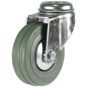 125mm Grey Rubber Non-Marking Economy Single Bolt Hole Fitting Castors