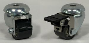 Swivel & Brake 35mm Grey Polyurethane M10 Bolt Hole (LOW LEVEL)