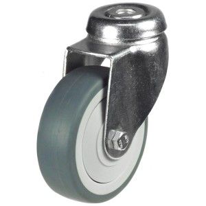 50mm Grey Non-Marking Rubber Apparatus Single Bolt Hole Fitting Castors