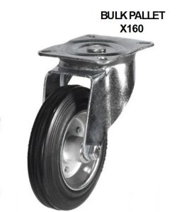 200mm Swivel Castors with Black Rubber Tyred Steel Centre Wheel  (205kg) - BULK PALLET BUY OF 160 CASTORS