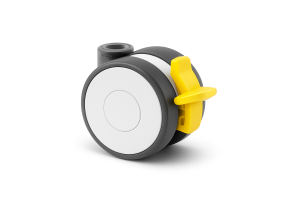 65mm Twin Wheel Kick Pedal Brake Plastic Wheel Non-Marking Furniture Castor (Special Offer)