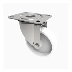 Extra Heavy Duty 200mm Stainless Steel Swivel Castor with White Nylon Wheel (800kg)