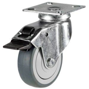75mm Grey Rubber Apparatus Plate Fitting Castors
