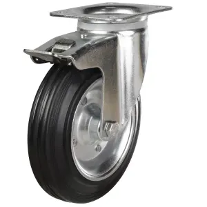 200mm Wheel Diameter Waste & Recycling Bin Castors (Steel Centre)