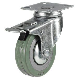 100mm Grey Rubber Non-Marking Economy Plate Fitting Castors