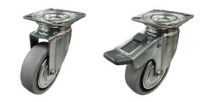 80mm Synthetic Non-Marking Rubber Swivel & Swivel/Brake Castors (Special Offer) 100Kg