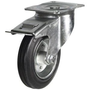 200mm Black Rubber Medium Duty