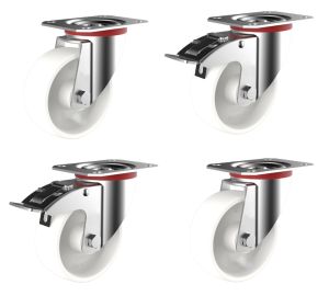 200mm White Nylon Castors (Set of 4)