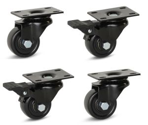 50mm Black Nylon Heavy Duty (Low Level) Set of 4 - 600Kg Per Set of 4