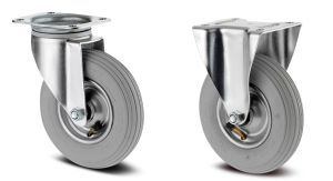 200mm Pneumatic Swivel & Fixed Steel Centred Castors (200x50 TYRE - 4 PLY) 75Kg