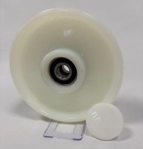 175mm White Nylon Pallet Truck Steer Wheel 20mm Ball Bearing Bore - 500Kg