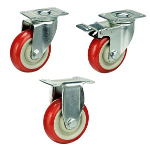 125mm Polyurethane/Nylon Castors - 75x45 Bolt Centres (100kg)