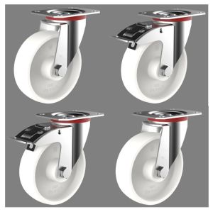 150mm White Nylon Castors (Set of 4)
