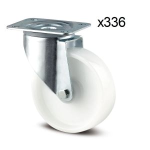125mm Swivel Castor With White Plastic Wheel (175kg) - BULK PALLET BUY OF 336 CASTORS