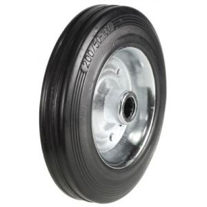 200mm Black Rubber on Steel Centre 20mm Roller Bearing Bore - 205Kg