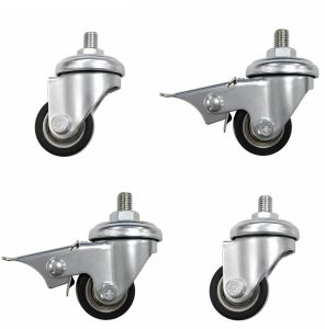 35mm Black Polyurethane Wheel Single Bolt Hole Fit M10x25 (LOW LEVEL) SET OF 4 - 300kg per Set of 4