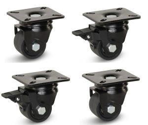 50mm Black Nylon Heavy Duty (Low Level) Set of 4 - 300kg per Castor