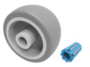 80mm Grey Polyurethane Tyre on Nylon Centre 12mm Bore - 150kg