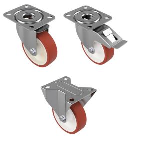 100mm Extra Heavy Duty Polyurethane/Nylon Castors (300Kg)