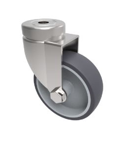 60mm Grey Non-Marking Rubber Apparatus Single Bolt Hole Castors