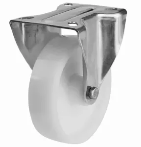160mm Stainless Steel Swivel, Fixed & Braked Castor with White Nylon Wheel