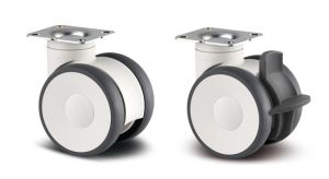 DESIGN 100mm TWIN WHEEL PLATE CASTOR