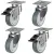 100mm Grey Rubber Non-Marking Apparatus Plate Fitting Castors (Set of 4)