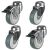 75mm Grey Non-Marking Rubber Apparatus Single Bolt Hole Fitting Castors (Set of 4)