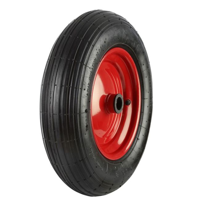 400mm Pneumatic Wheel Steel Centre RIBBED TREAD (4.80/4.00-8 Tyre 4 Ply)