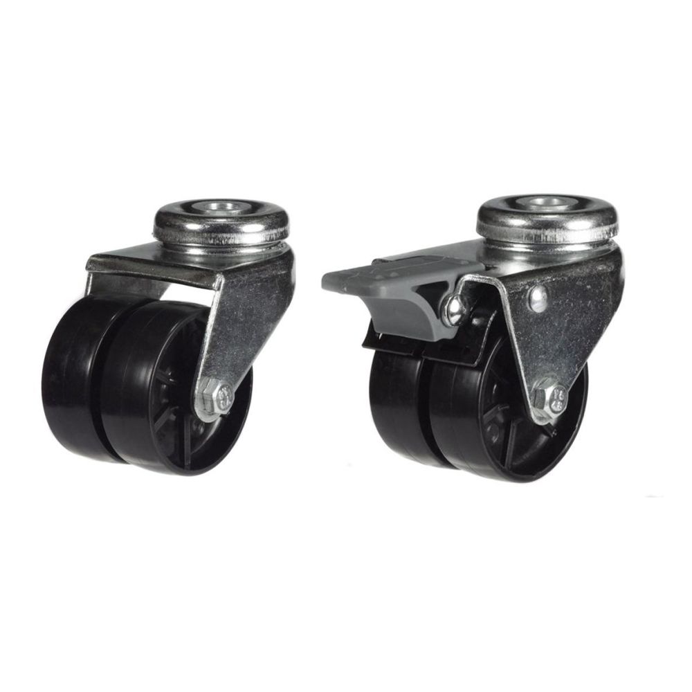 75mm Twin Black Polypropylene Wheel Single Bolt Hole Fitting