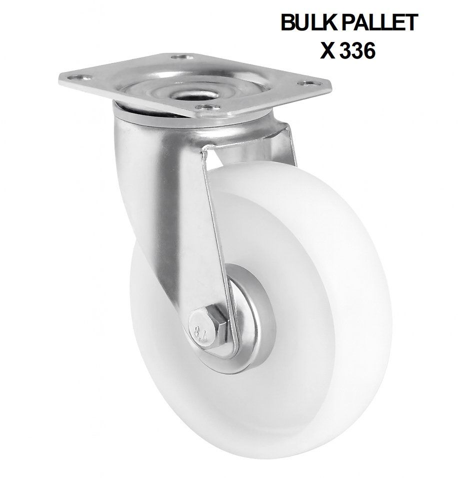 125mm Swivel Castor With White Plastic Wheel (175kg) - BULK PALLET BUY OF 336 CASTORS