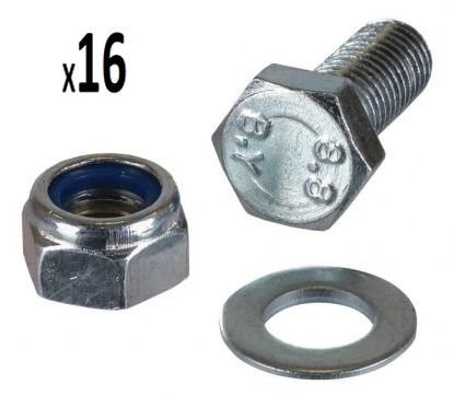 M10 X 30mm Bolt, Nylock & Washer (SET of 16)