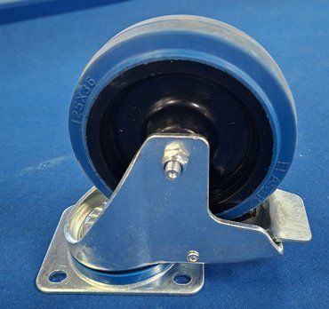 Special Offer - 125mm Heavy Duty Swivel/Brake Castor with Blue Elastic Rubber Wheel (250KG) Normal Price £16.95 + Vat.