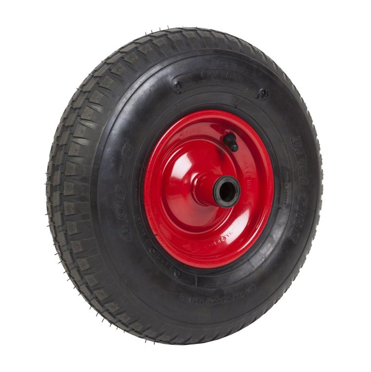 400mm Pneumatic Wheel Steel Centre BLOCK TREAD (4.80/4.00-8 Tyre 4 Ply - 20mm, 25mm & 1" BORE CHOICE)