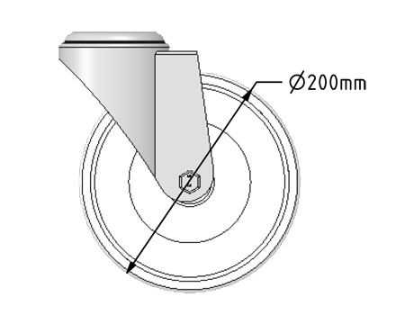 Single Bolt Hole Puncture Proof Pneumatic Equivalent Castor 200mm Swivel Steel Centred